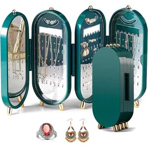 Foldable Earring Holder Jewelry Organizer Box With Mirror, 4-Layer Dustproof Earring Necklace Display Stand Jewelry Box With 153 Holes For Women And Girls.
High capacity: suitable for long earrings, s