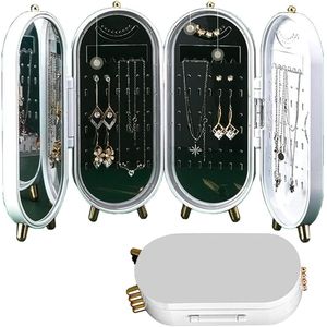 Foldable Earring Holder Jewelry Organizer Box With Mirror, 4-Layer Dustproof Earring Necklace Display Stand Jewelry Box With 153 Holes For Women And Girls.
High capacity: suitable for long earrings, s