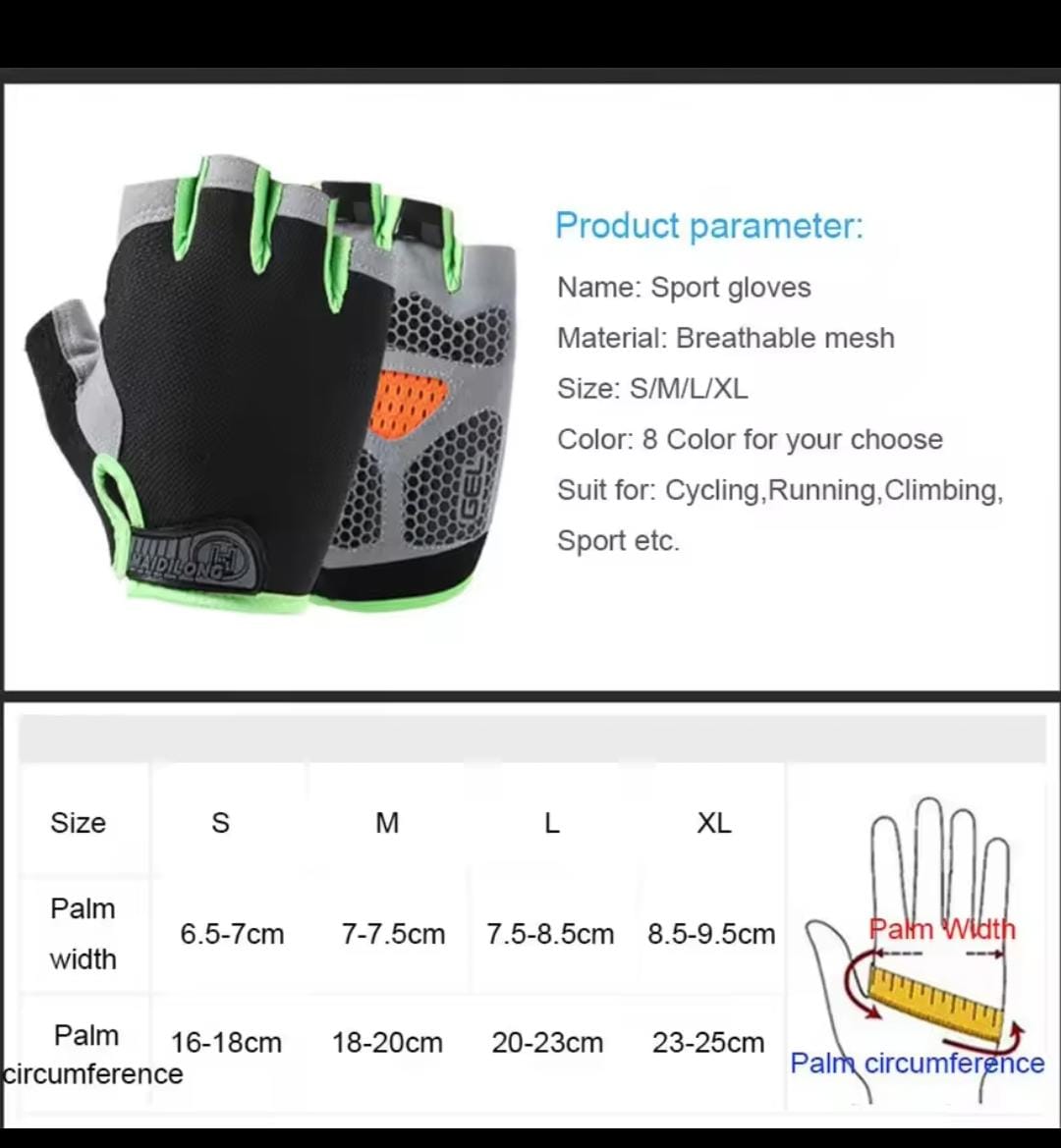 Gym Anti Slip Half Finger Gloves Breathable Dumbbells Gloves Men Women Elastic Shock Exercise Sports gloves.Cycling Gloves;cycling gloves half finger for men women;outdoor fingerless gloves adult kid