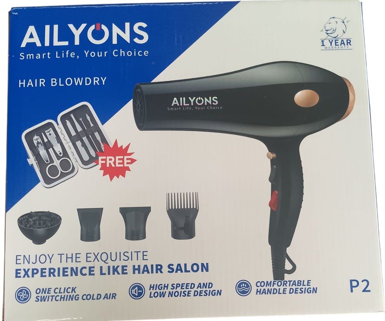 👏❗️ENJOY THE EXECUTIVE EXPERIENCE ▪️📍AILYONS 2400W Pro Hair Blow Dry plus Accessories.Ideal for use by both men and women
Speed setting: 2
Temperature options: 4
Power: 2400W
High Efficiency directi