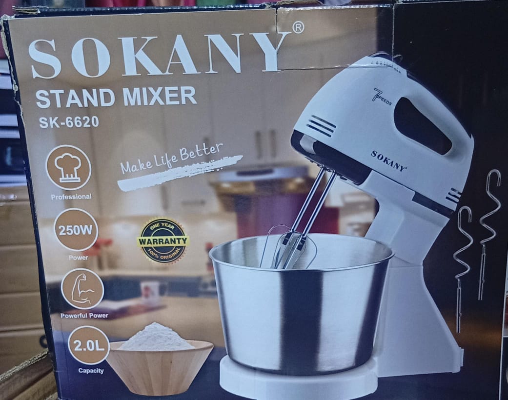 😅▪️Sokany Multifunctional 2 In 1 Stand And Hand Held Electric Mixer- 7 Speed, 2L Stainless Steel Mixing Bowl, Dough Hooks & Mixer Beaters For Dressings, Frosting,▪️✔️