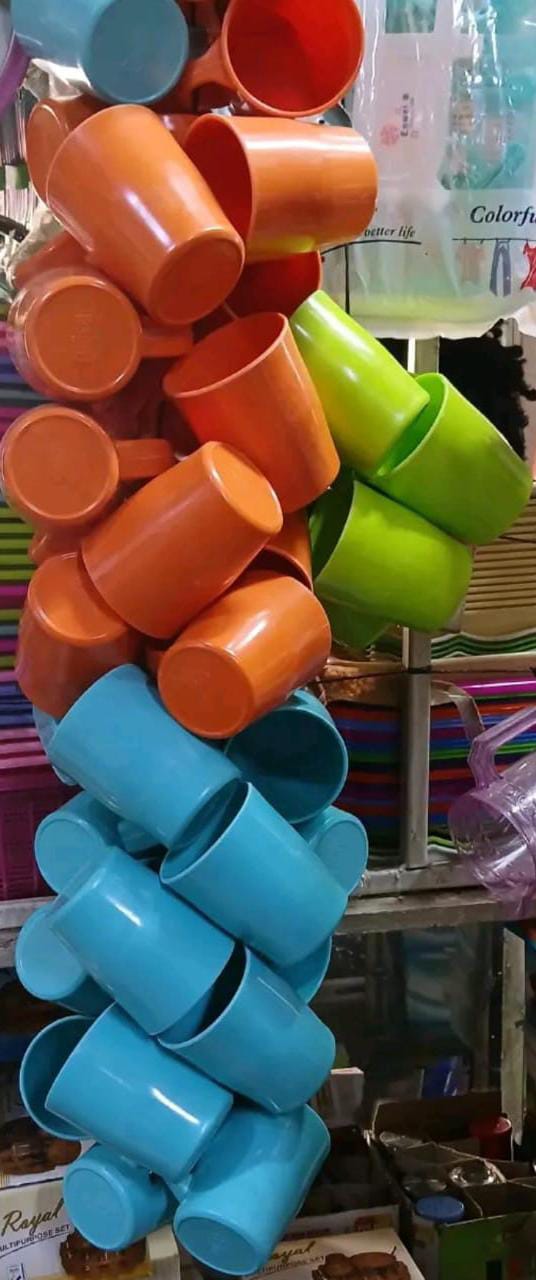 Melamine Coffee Cups, Plastic, Multicolour, 6 Pieces (1 Pack) 6.Sturdy mug with handle made from sturdy melamine plastic (almost unbreakable) - well-suited as porcelain for camping, boats, children, s