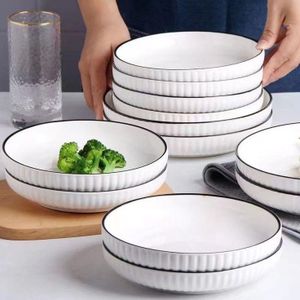 🌽PRICE OFFER 🥳🥳‼️‼️** 🥑ONLY ON KILIMALL🥑Concise 6Pcs Dinner Plates Ceramic white deep dinner plates.pack of 6 8-inch dining plates ,Made from 100 % ceramic material, exquisite style, lightweight