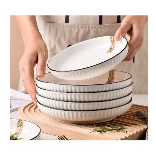 🌽PRICE OFFER 🥳🥳‼️‼️** 🥑ONLY ON KILIMALL🥑Concise 6Pcs Dinner Plates Ceramic white deep dinner plates.pack of 6 8-inch dining plates ,Made from 100 % ceramic material, exquisite style, lightweight