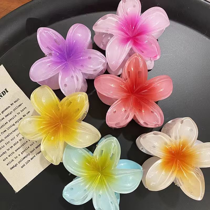 Gradient Flower Hair Accessories Set Beach Style Hairpins Flower Claw Clips Summer Flower Hairpins Hawaiian Style hairclip