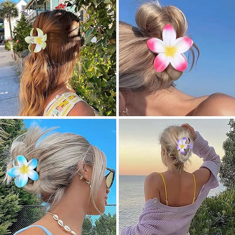 Gradient Flower Hair Accessories Set Beach Style Hairpins Flower Claw Clips Summer Flower Hairpins Hawaiian Style hairclip