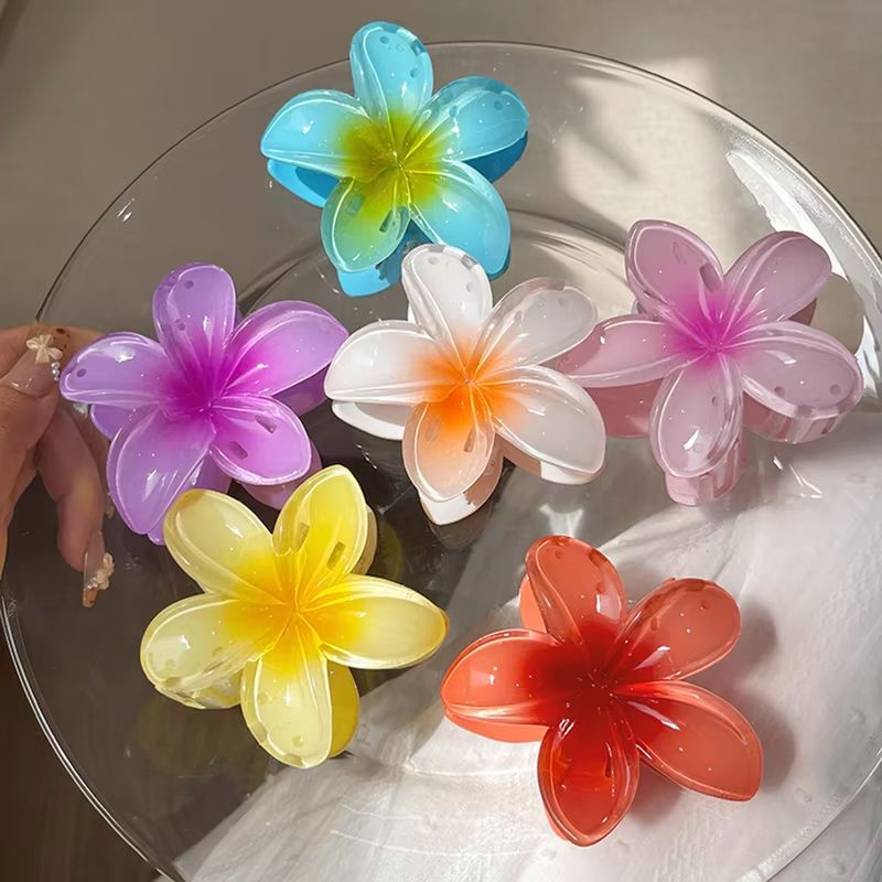 Gradient Flower Hair Accessories Set Beach Style Hairpins Flower Claw Clips Summer Flower Hairpins Hawaiian Style hairclip