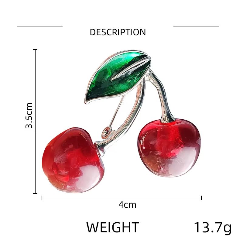 Fashion Crystal Red Cherry Brooches For Women Clothing Cute Alloy Crystal Fruit Enamel Pins Party Jewelry Gifts