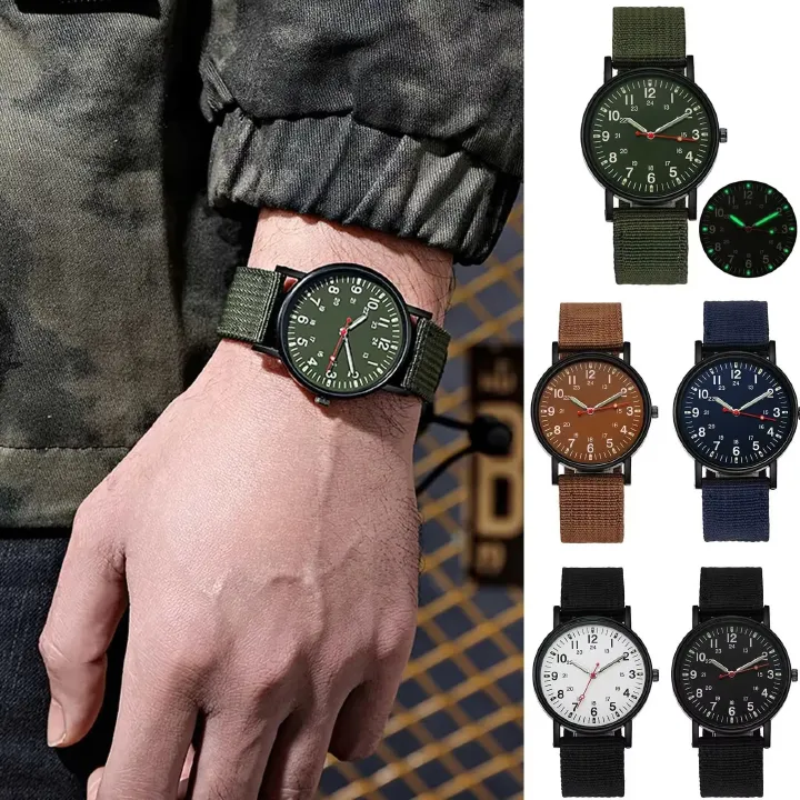 Luminous Men's Sports Watch Nylon Woven Band Shock Resistant Wristwatches Male Quartz Watches Reloj Hombre Xmas Gift