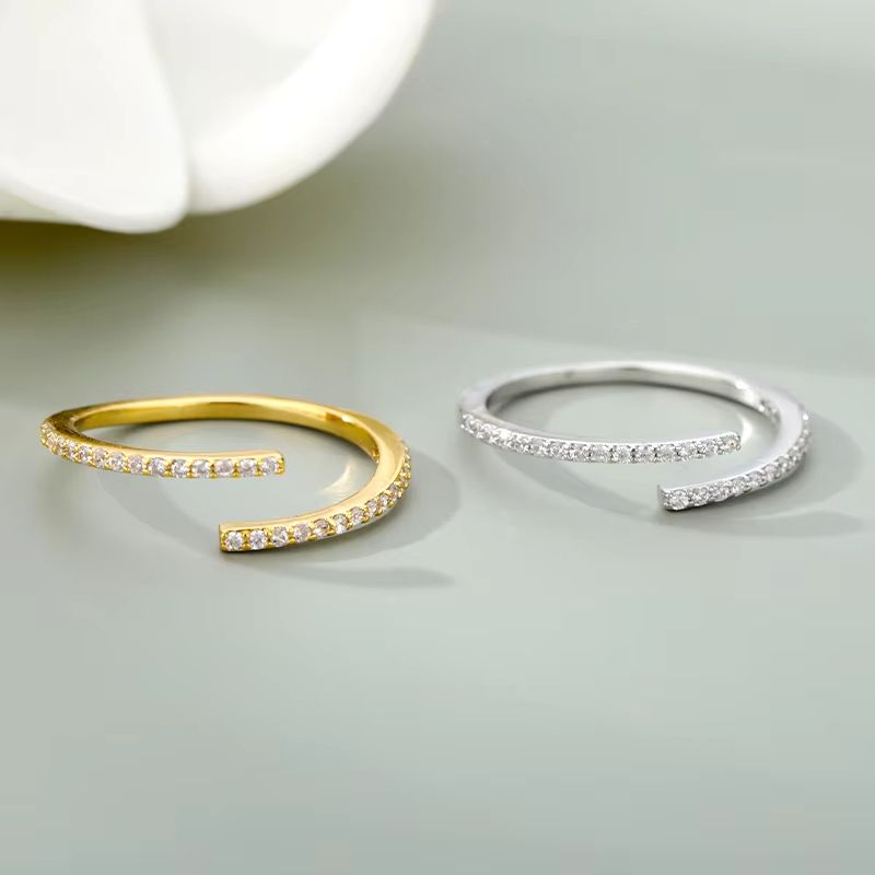 Double Layer Zircon Rings for Women Simple Shiny Opening Adjustable Luxury Engagement Wedding Ring Femme Luxury Jewelry Gift