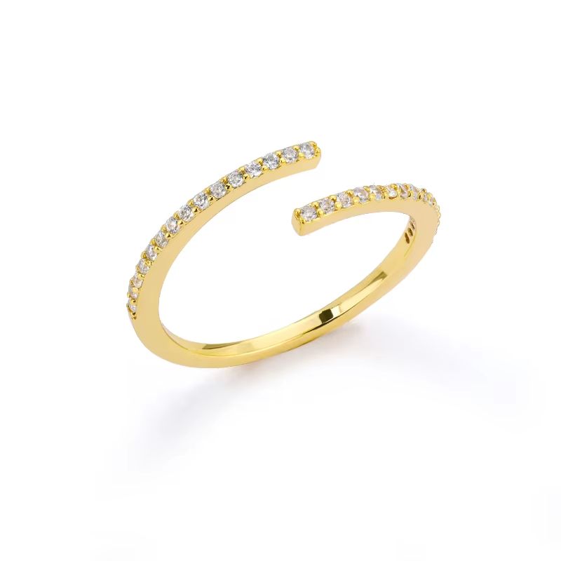 Double Layer Zircon Rings for Women Simple Shiny Opening Adjustable Luxury Engagement Wedding Ring Femme Luxury Jewelry Gift