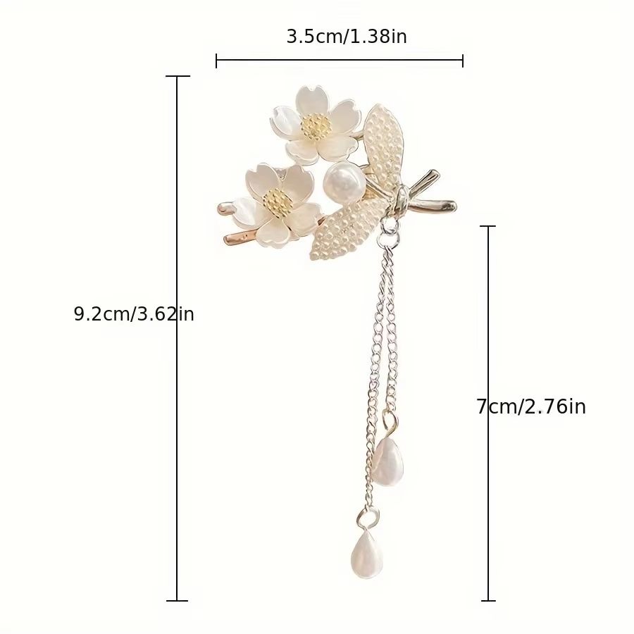 1pc Sweet Elegant Tassel HairClip Imitation Pearl Bell Orchid Tassel Hair Accessories Women Daily Holiday Wear Jewelry Hairpins hair decorations
