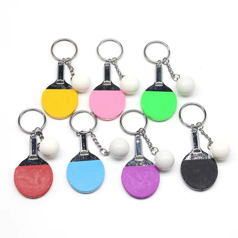 Cute Ping Pong Racket Pendants Keychain Souvenir Table Tennis Ball Keyrings Ball Sports Fans Key Ring Gift Ornament Accessories