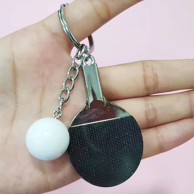 Cute Ping Pong Racket Pendants Keychain Souvenir Table Tennis Ball Keyrings Ball Sports Fans Key Ring Gift Ornament Accessories