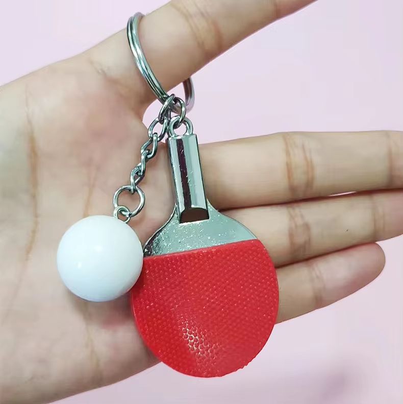 Cute Ping Pong Racket Pendants Keychain Souvenir Table Tennis Ball Keyrings Ball Sports Fans Key Ring Gift Ornament Accessories