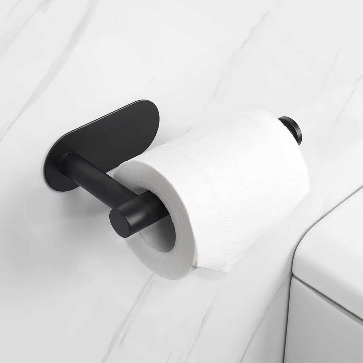 Adhesive Toilet Paper Holder 304 Stainless Steel Brushed Silver Paper Towel Roll Rack Matte Black Bathroom Kitchen Tissue Hanger