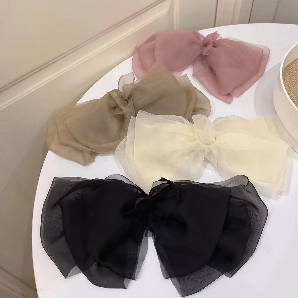 New Bow Hairpin for Women Cute Satin Fabric HairClip Korean Chiffon Ponytail Oversized Multilayer Hairpin Hair Accessories hair decorations