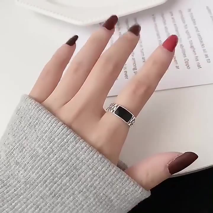 Chiba Taiyin Ring Men's New Trendy Brand Versatile High Grade Drop Glue Checkerboard Jewelry Open End Men's Ring