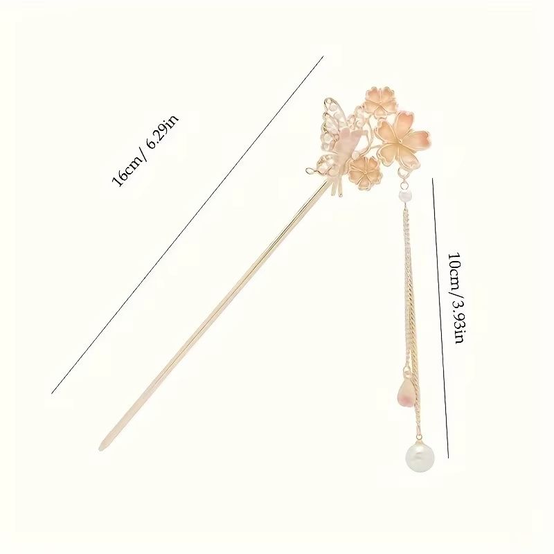 1pc Classic Chinese Style Hair Accessories Butterfly Flower Handmade Hair Clip for Women Daily Holiday Wear Girl Elegant Hairpin