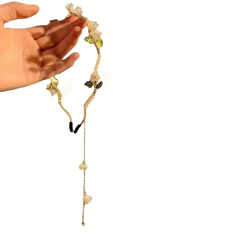 Hairbands Girls Elegant Lily of The Valley Faux Pearl Headband Fairy Style Summer Hair Hairbands Floral Faux Pearl Women