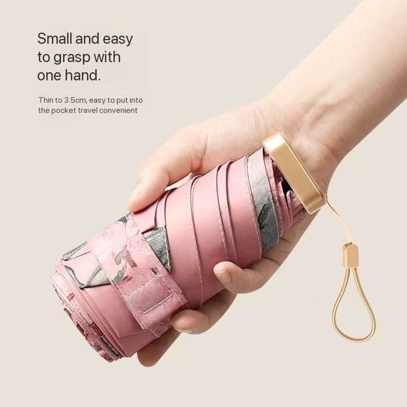 fully automatic umbrella sunscreen anti-UV sun umbrella three-fold cartoon rain umbrella folding sunshade Ink painting flower umbrella