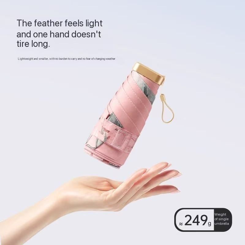 fully automatic umbrella sunscreen anti-UV sun umbrella three-fold cartoon rain umbrella folding sunshade Ink painting flower umbrella