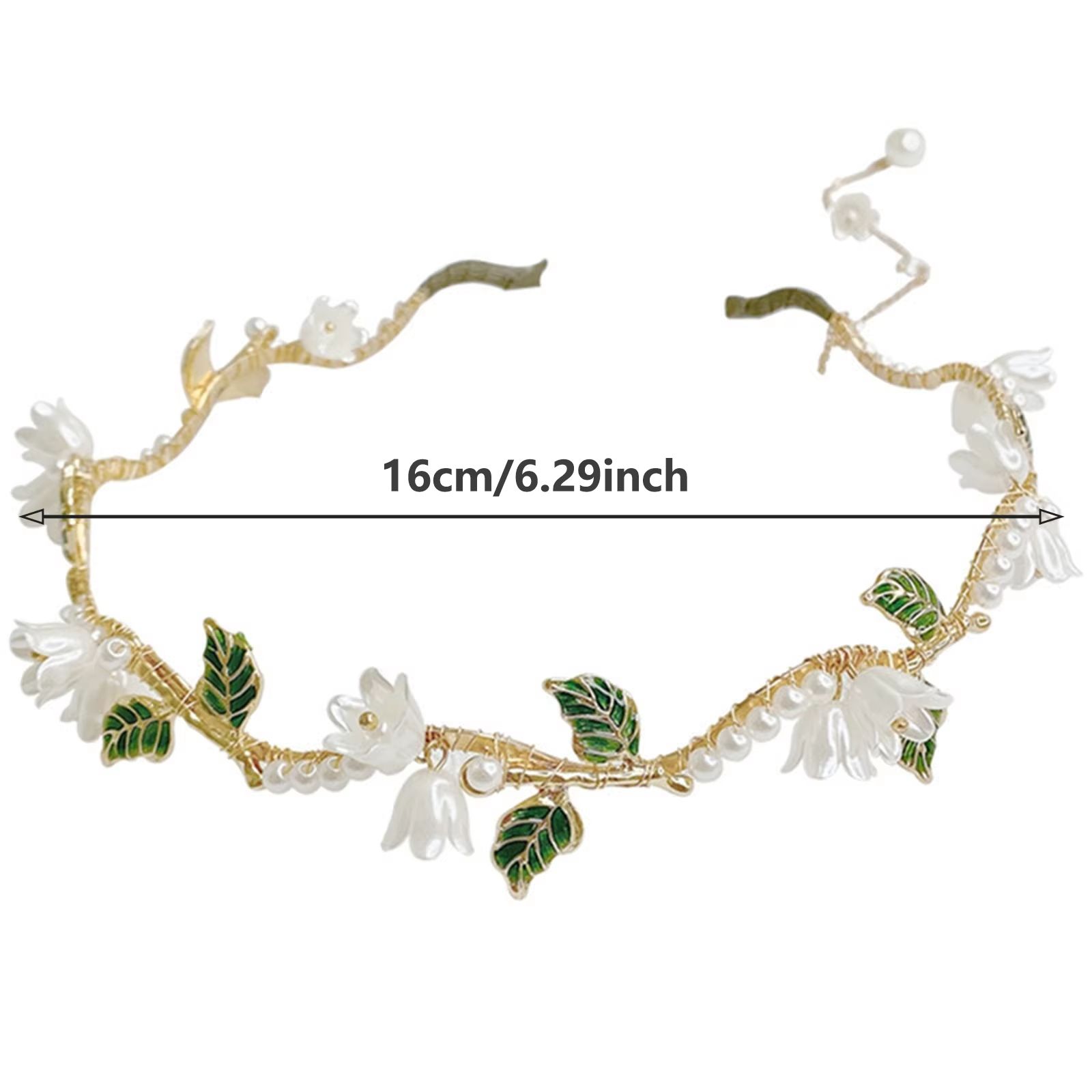 Girl Pearl Hair Ribbon Pearl Hairband Golden Hair Ribbon White Flower Tiara Crown Korean Fashion Tiara Hair Accessories