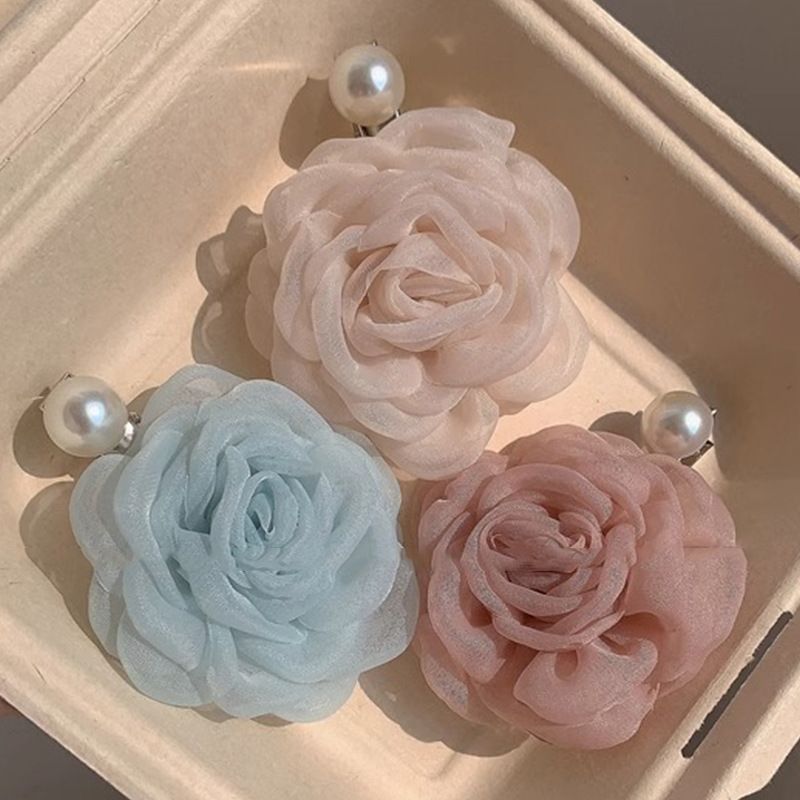 Hairpin Female 2025 New Camellia Pearl Hair Clip Hair Accessories with Broken Hair on the Forehead, Hairbands on the Side, Clip on the Back of the Head, Headpiece