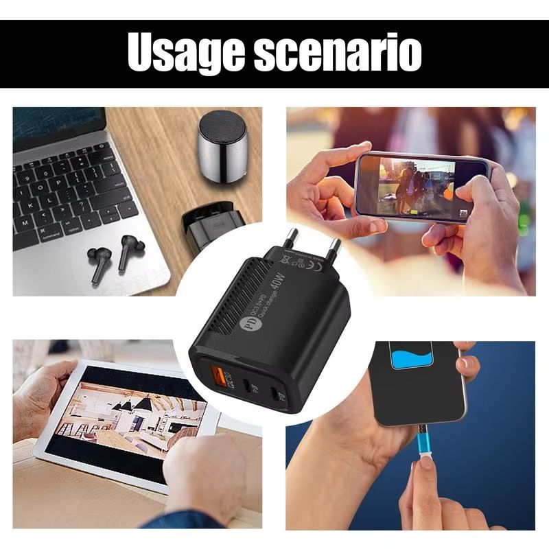 Fast Charge Charger Type C 40W USB Phone Charger Adapter QC3.0 2PD Charging Head Block Charger For Iphone Charger Power Bank