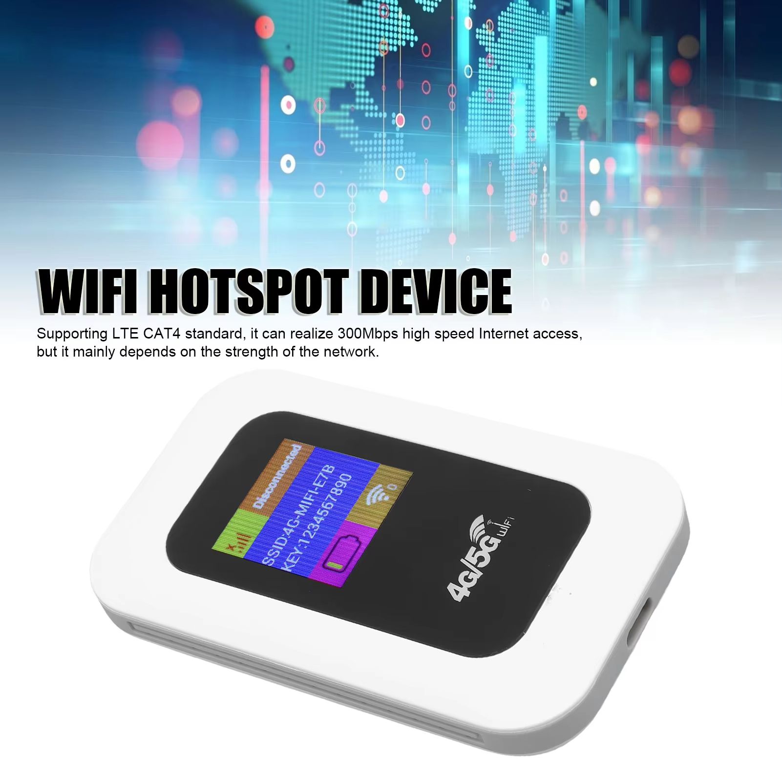 WiFi Hotspot Device 300Mbps High Speed 4G 5G Wireless Network Device for Travel Camping WiFi Mobile Hotspot Device