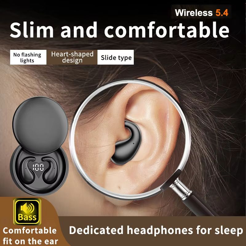 SK28 Ultra-thin Sleeping Headphones 5.4 Wireless Bluetooth Headset Invisible Earbuds Hidden In Ear Sports Earphones Waterproof