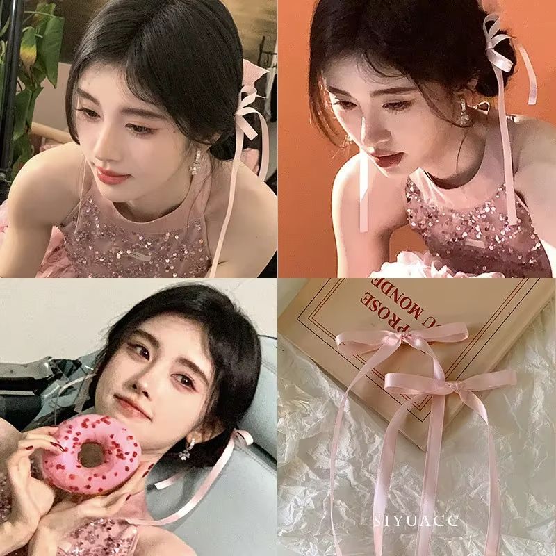 2pcs Braided Bows Hair Clips Ribbons Double Ponytails Ultra Cute Headwear Trendy Fashionable Korean Style Sweet Long Hairpins