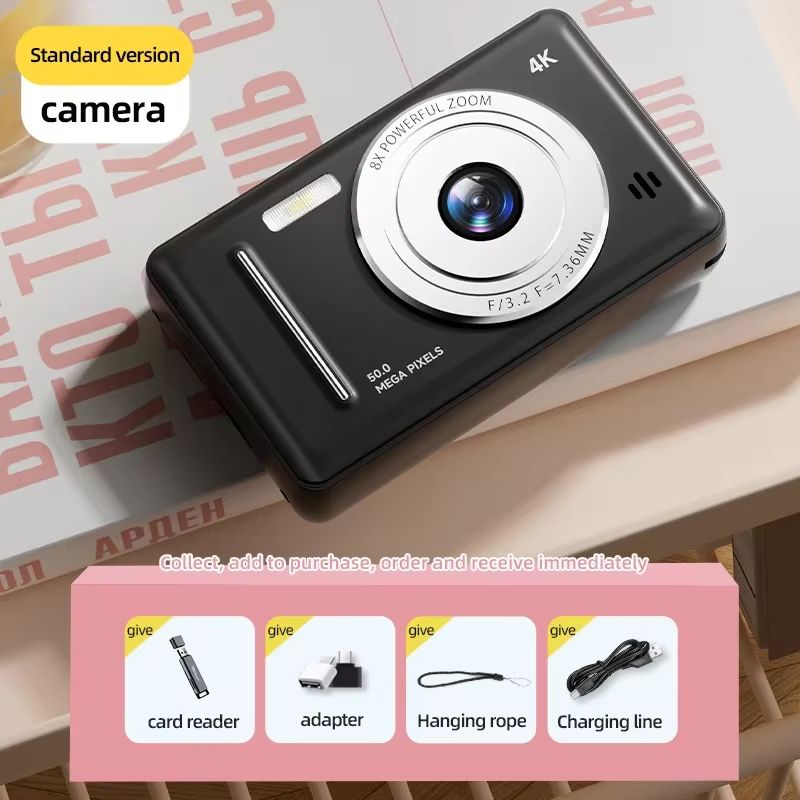 5000W Pixel Digital Camera 4K HD Retro CCD Portable Card Camera Entry-level Camera Dual Camera Flash 50 Million Pixels Auto Foc