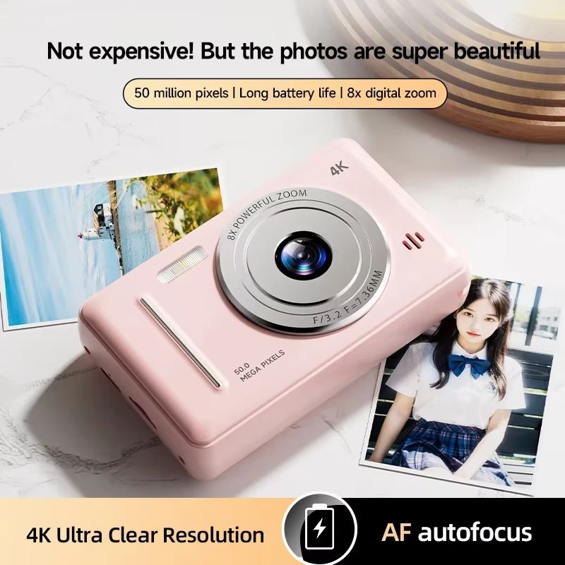 5000W Pixel Digital Camera 4K HD Retro CCD Portable Card Camera Entry-level Camera Dual Camera Flash 50 Million Pixels Auto Foc