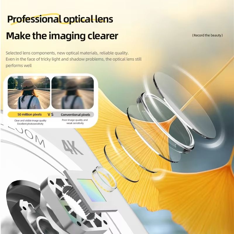 5000W Pixel Digital Camera 4K HD Retro CCD Portable Card Camera Entry-level Camera Dual Camera Flash 50 Million Pixels Auto Foc