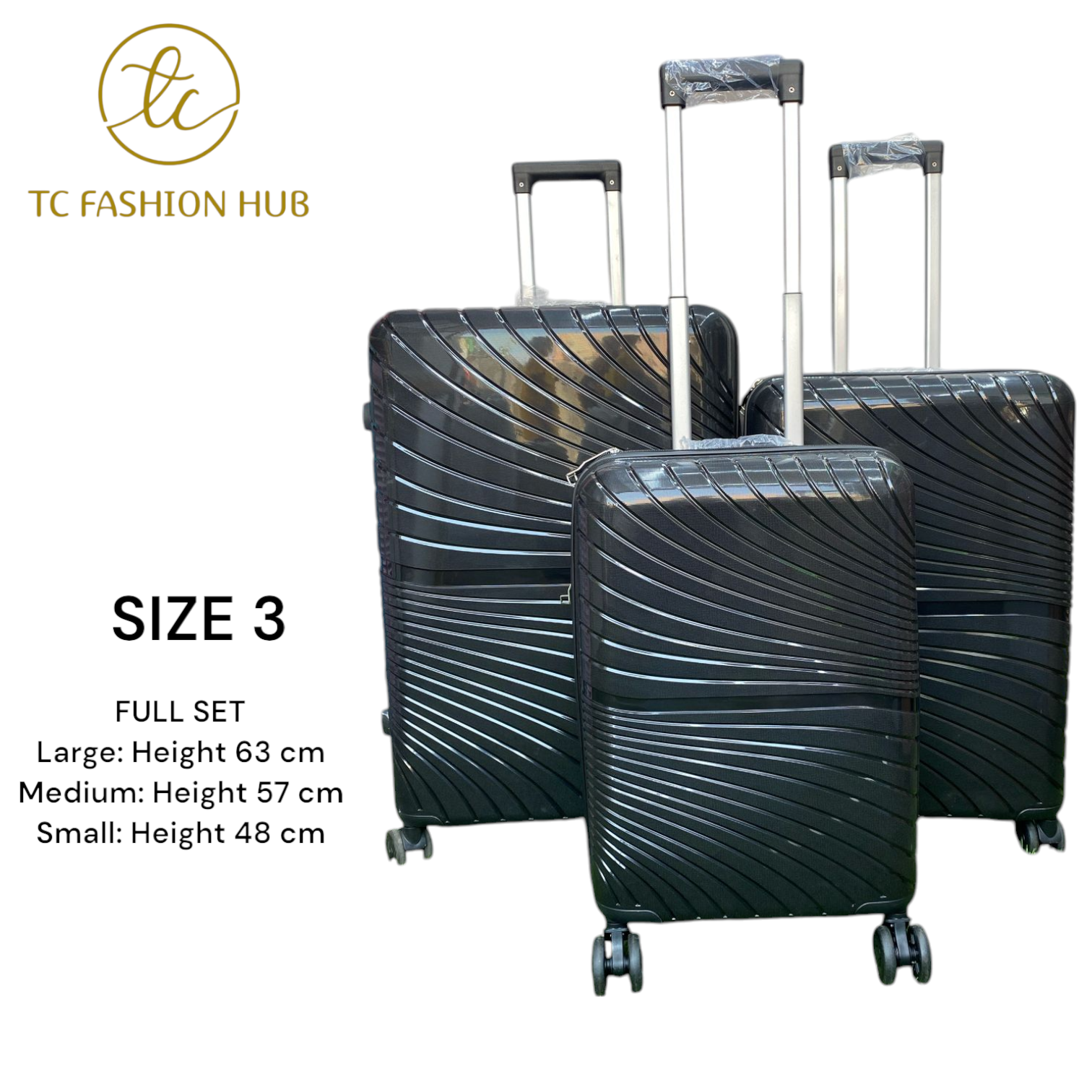 SIZE 28 Full Set UNBREAKABLE RUBBER SUITCASE – Black, Lightweight, Durable, Scratch-Resistant, 360° Wheels, TSA Lock, Anti-Theft Zipper, Waterproof, and Spacious for Secure, Hassle-Free Travel.