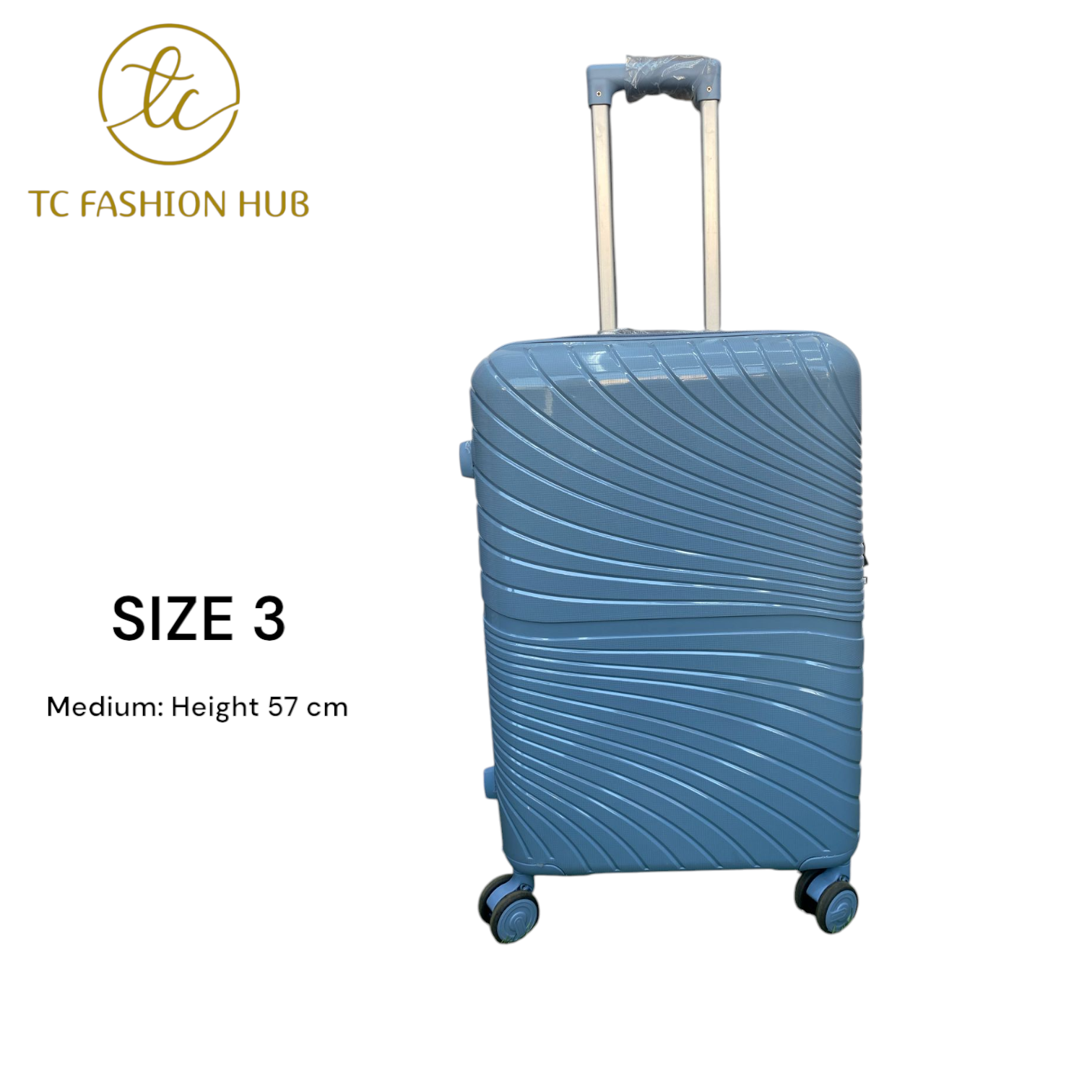 SIZE 28 MEDIUM & SMALL, COMBO UNBREAKABLE RUBBER SUITCASE – Sky Blue, Lightweight, Durable, Scratch-Resistant, 360° Wheels, TSA Lock, Anti-Theft Zipper, Waterproof, and Spacious And Secure.