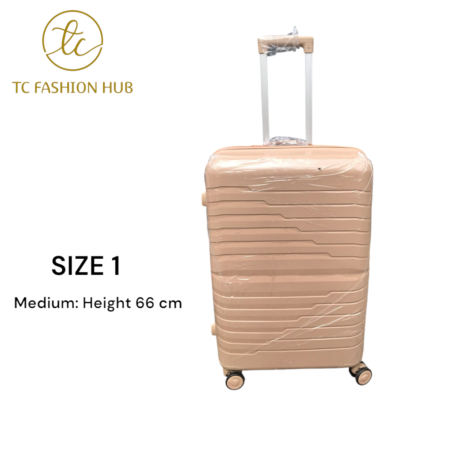 Size 30 Unbreakable Rubber Suitcase Full Set - Beige  Lightweight, Scratch-Resistant, 360° Wheels | Anti-Theft Zipper | Waterproof | Dimensions: 75cm, 66cm, 55cm