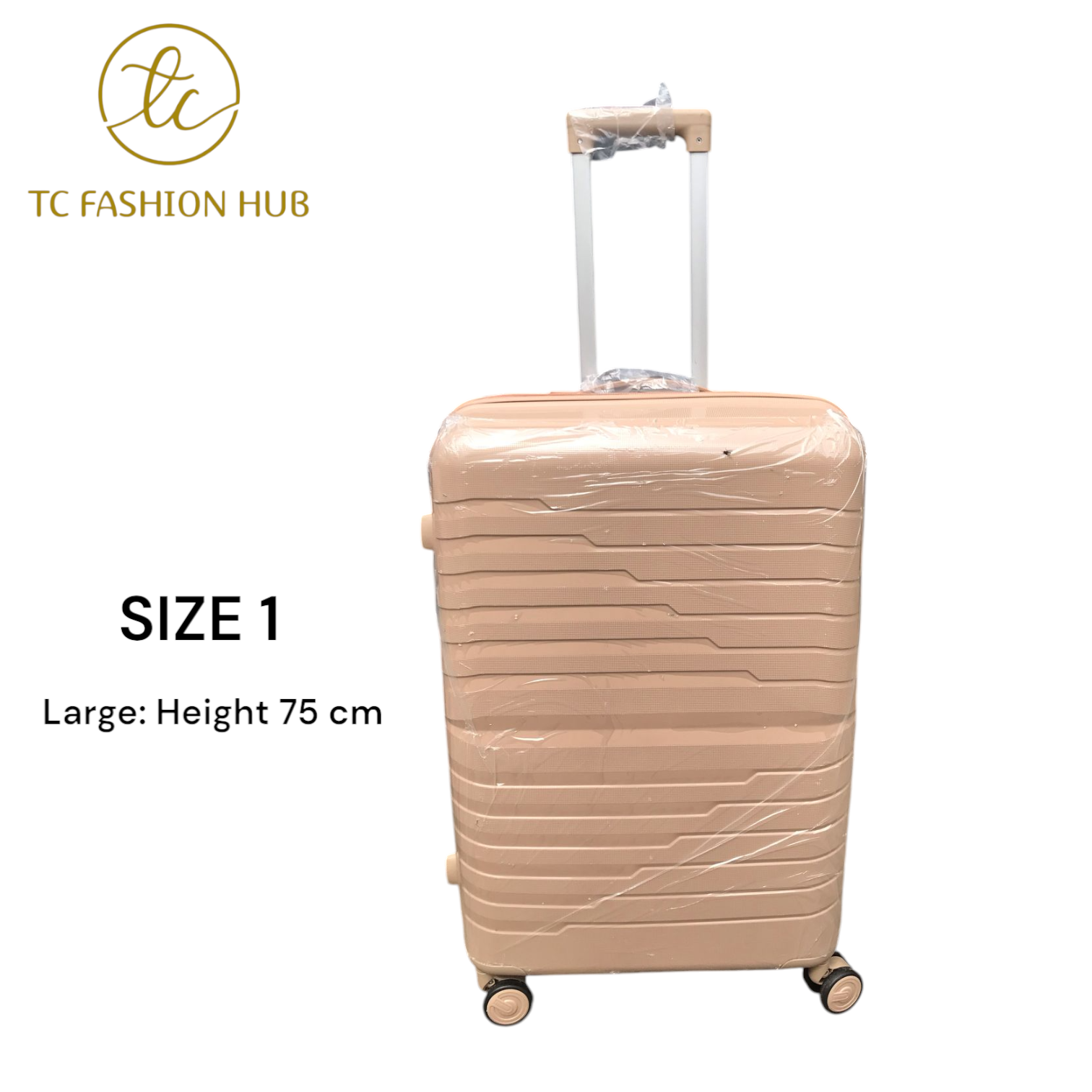 Size 30 Unbreakable Rubber Suitcase Full Set - Beige  Lightweight, Scratch-Resistant, 360° Wheels | Anti-Theft Zipper | Waterproof | Dimensions: 75cm, 66cm, 55cm
