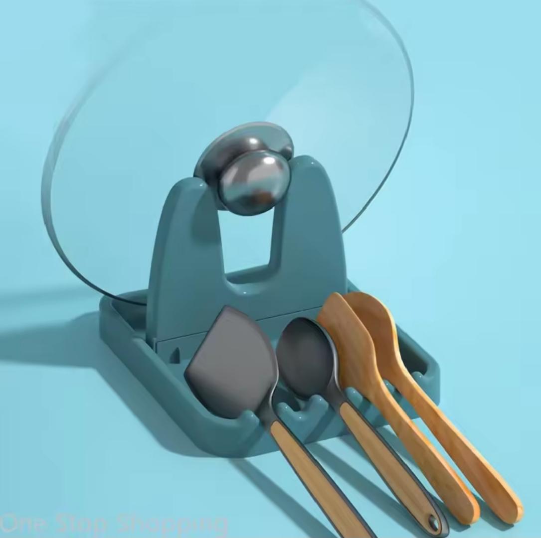 Foldable Pot Lid Stand Plastic Spoon Holder Kitchen Organizer For Fork Spatula Rack Pan Cover Shelf Tableware Storage Rack