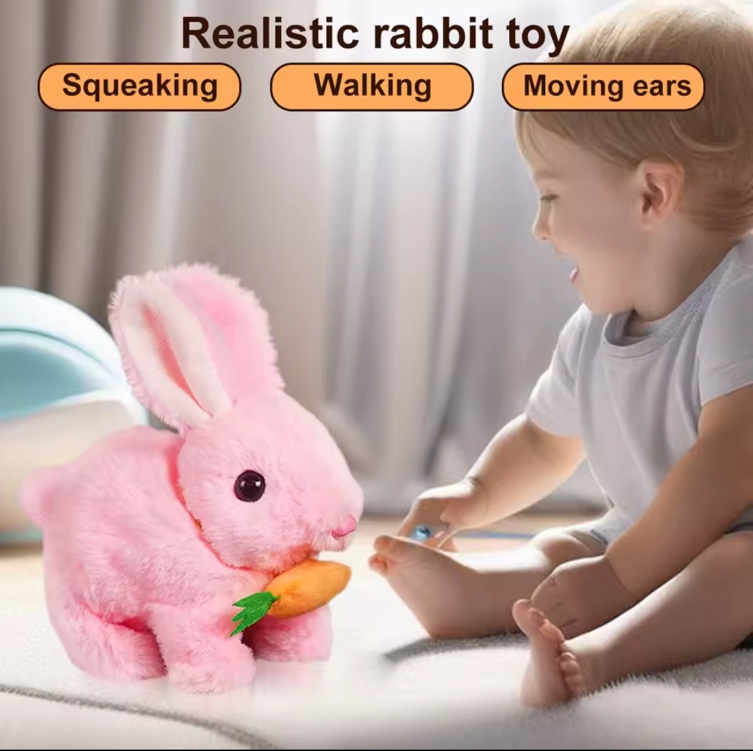 New Walking Rabbit Electric Bunny Doll Plush Simulation Cute Rabit Toys Walking Dolls Children Accompany Birthday Gift