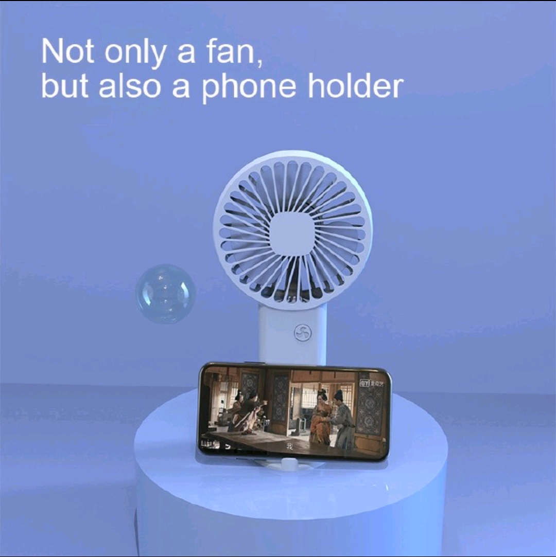 Mini Portable Fan Lightweight Handheld Fan AA Battery Operated Cooling Fan for Office Outdoor Travel Camping Plus Phone Holder