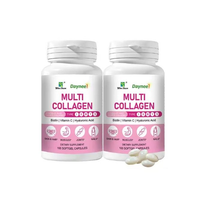 Daynee Multi Collagen Capsules – Advanced Formula with 5 Collagen Types, Biotin, Vitamin C & Hyaluronic Acid for Glowing Skin, Healthy Hair and Nails, Strong Bones, Joint Support and Youthful Vitality