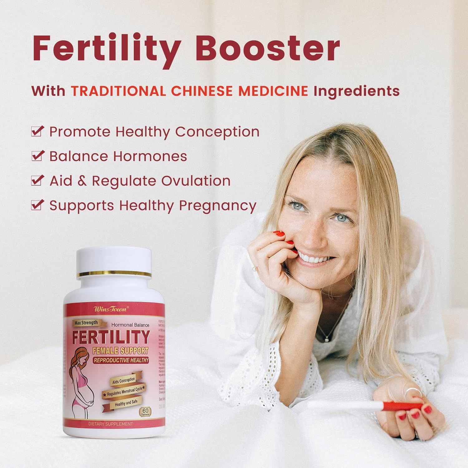 Wins Town Fertility Tablets for Women – Female Prenatal Vitamin Supplements with Essential Nutrients to Support Ovulation, Hormonal Balance, Conception, Reproductive Health and Prenatal Wellness