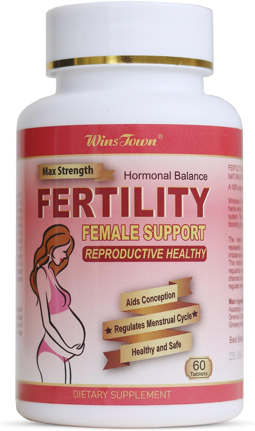 Wins Town Fertility Tablets for Women – Female Prenatal Vitamin Supplements with Essential Nutrients to Support Ovulation, Hormonal Balance, Conception, Reproductive Health and Prenatal Wellness