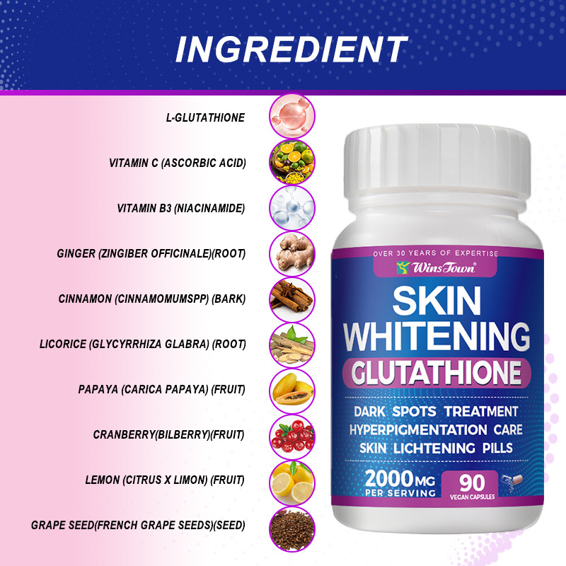 Skin Whitening Glutathione Capsules – Premium Beauty Supplement for Radiant Complexion, Brightening, Anti-Aging & Glowing Skin