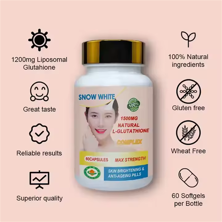 SnowWhite Pure Glutathione Capsules with Collagen – Advanced Skin Whitening & Brightening Supplement for Anti-Aging, Radiant Glow & Youthful Complexion