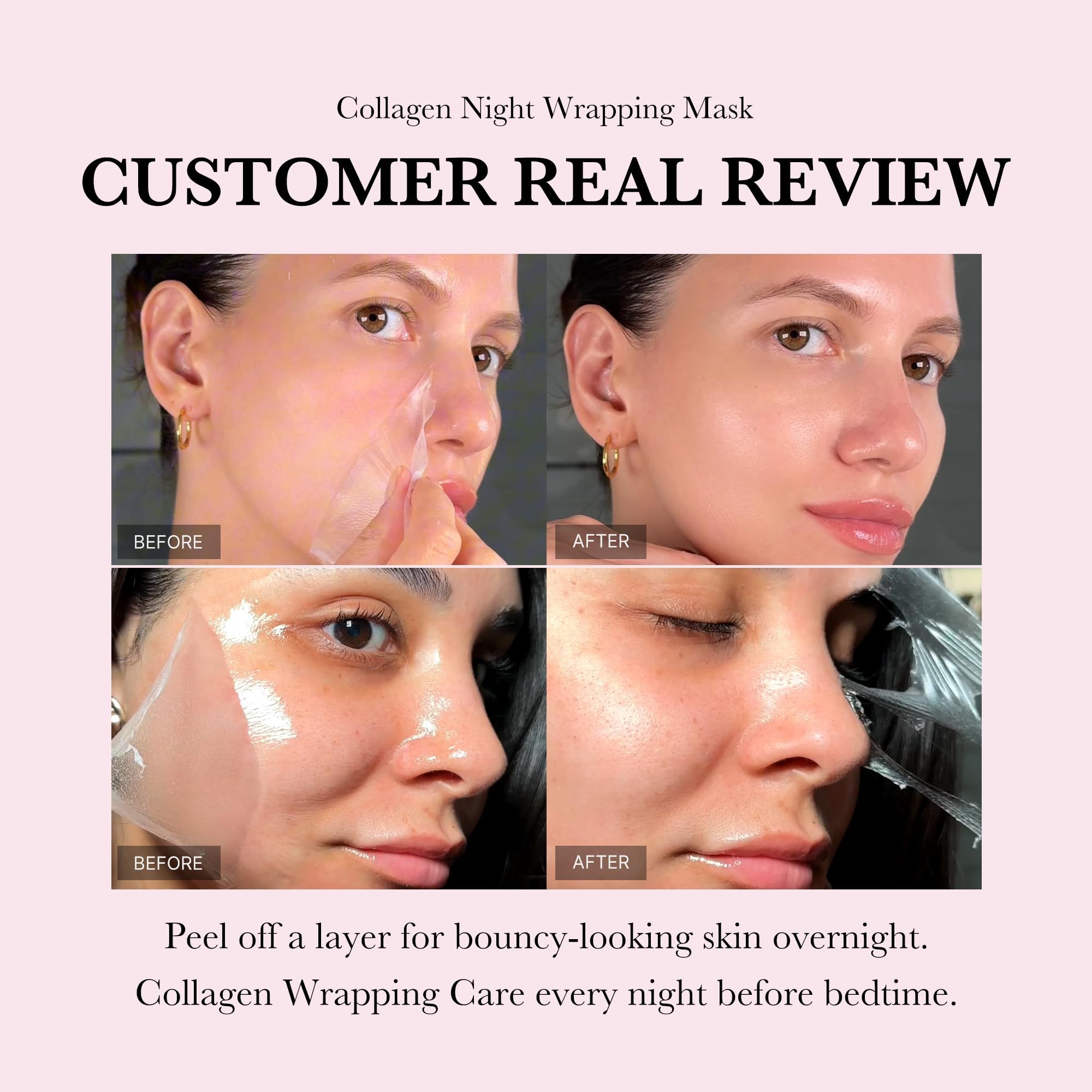 Collagen Overnight Wrapping Peel Off Facial Mask Pack - Elasticity & Hydration Care Reduces Sagging & Dullness - Glowing Skin
