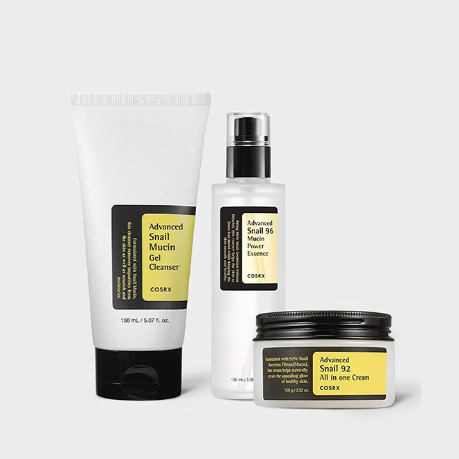 Advanced Snail 92 All In One Cream Moisturizer 100ml+ Advanced Snail Mucin  Gel Cleanser+ Advanced Snail 96 Mucin Power Essence