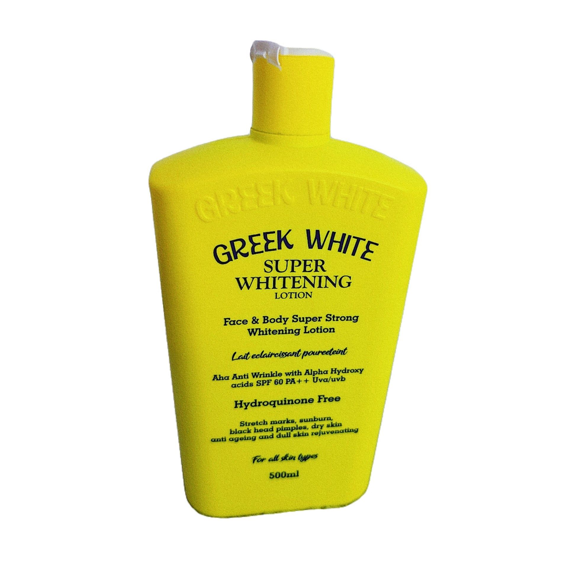 Greek White Super Whitening Lotion Brightens Skin Tone Fades Dark Spots Evens Complexion Face And Body Hydroquinone Free Formula